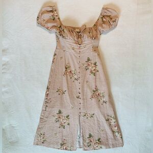 Altar'd State Floral Puff Sleeve Midi Dress.